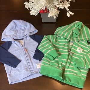 Baby Zip Up Hoodie Bundle. Carter’s 6 & 12 mos.